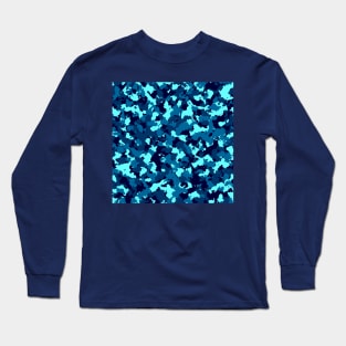 Blue Turquoise Camouflage Long Sleeve T-Shirt